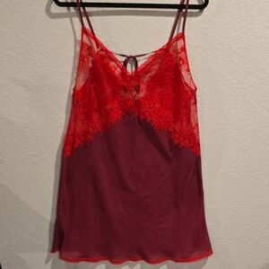 Adore Me Red & Burgundy Lace Chemise / Babydoll Slip (XL)